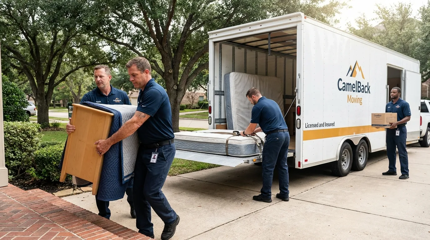 Crew loading residential truck for cross-state move from Berlin, CT