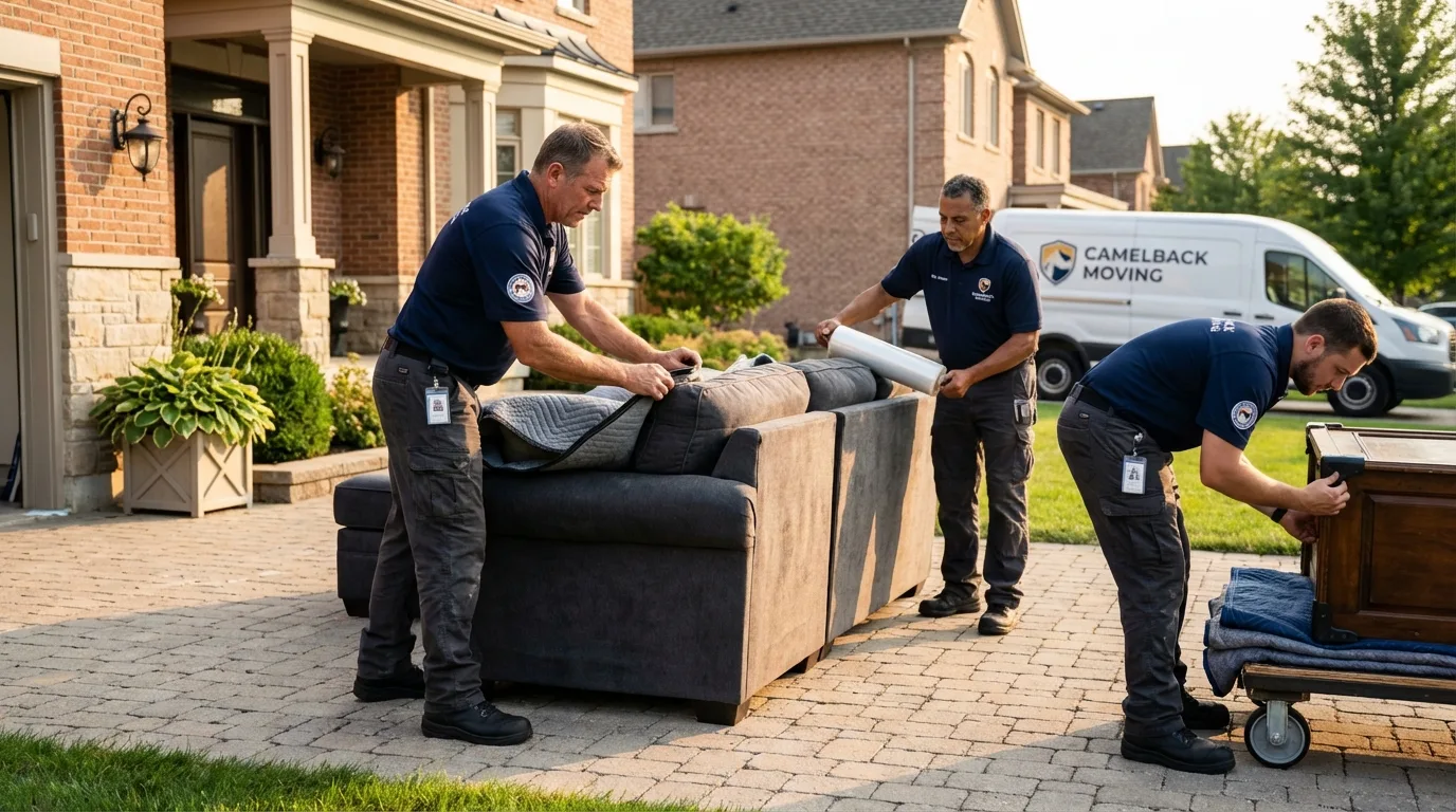 Large estate moving crew wrapping furniture in Berlin, CT